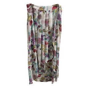 👗 2/$30 👗 Floral Print Pleated Hi-Lo Maxi Skirt With Elastic Waist sz M